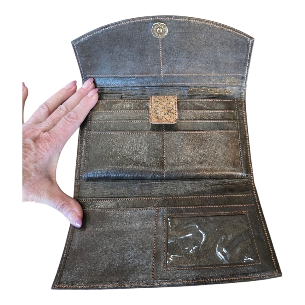 Python Snakeskin Flap Snap Wallet Travel Organizer - image 4